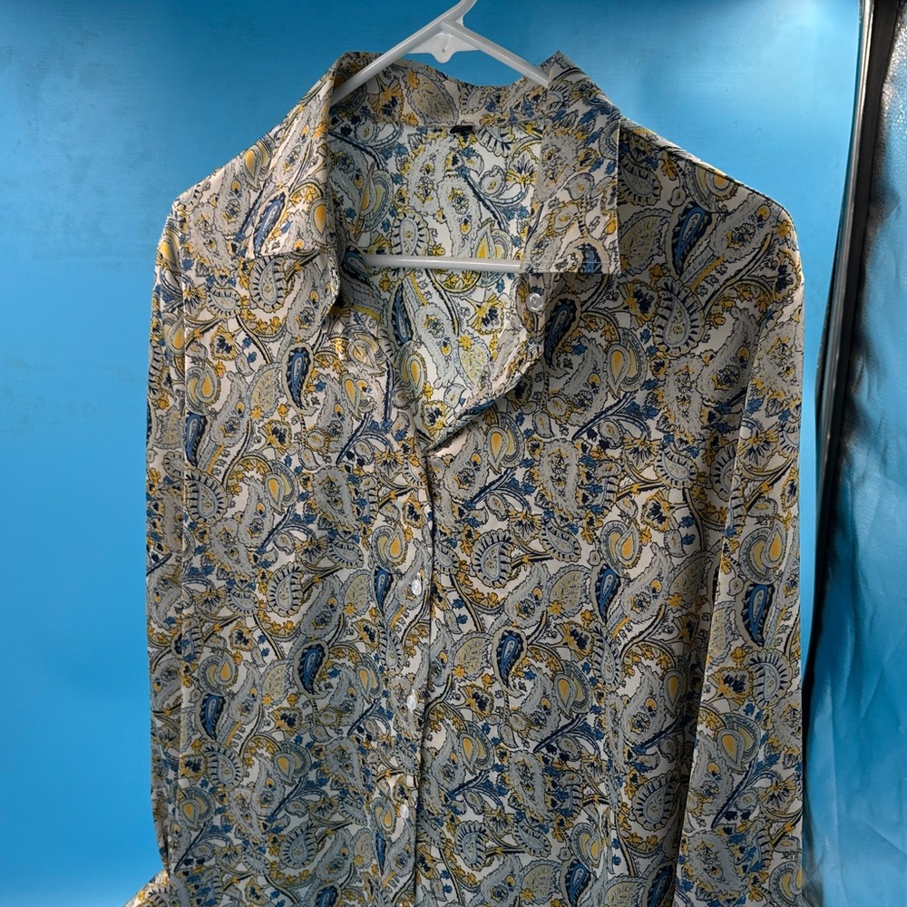 Paisley Print Women’s  Shirt - Blue and Yellow
